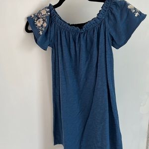 NWOT Abercrombie & Fitch XXSP blue embroidered off the shoulder mini dress